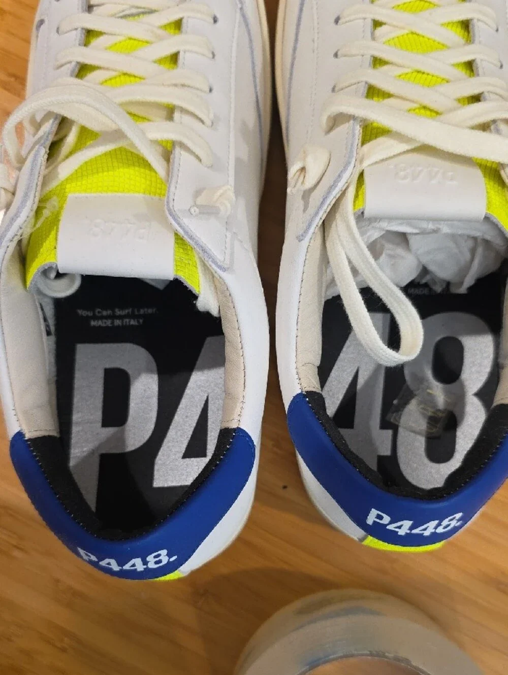 NEW $268 P448 JOHN STYLE CF23JOHN-M M LEATHER SNEAKERS IN FLIGHT SIZE 42
